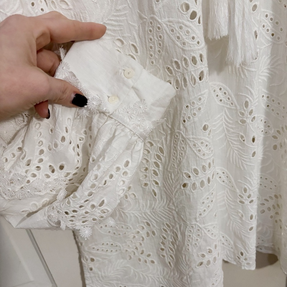 KOBI HALPERIN Winston Cotton Eyelet Blouse in White Size XL - Picture 9 of 14